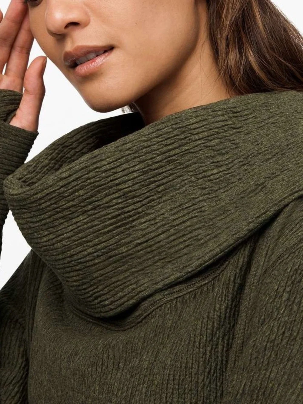 Lululemon Along the Way Dress XXS (0) Heathered Dark Olive Cowl Neck